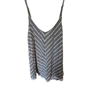 Torrid Grey White Chevron Striped Lace Trim Cami Top Plus Size 0 L XL RN148862